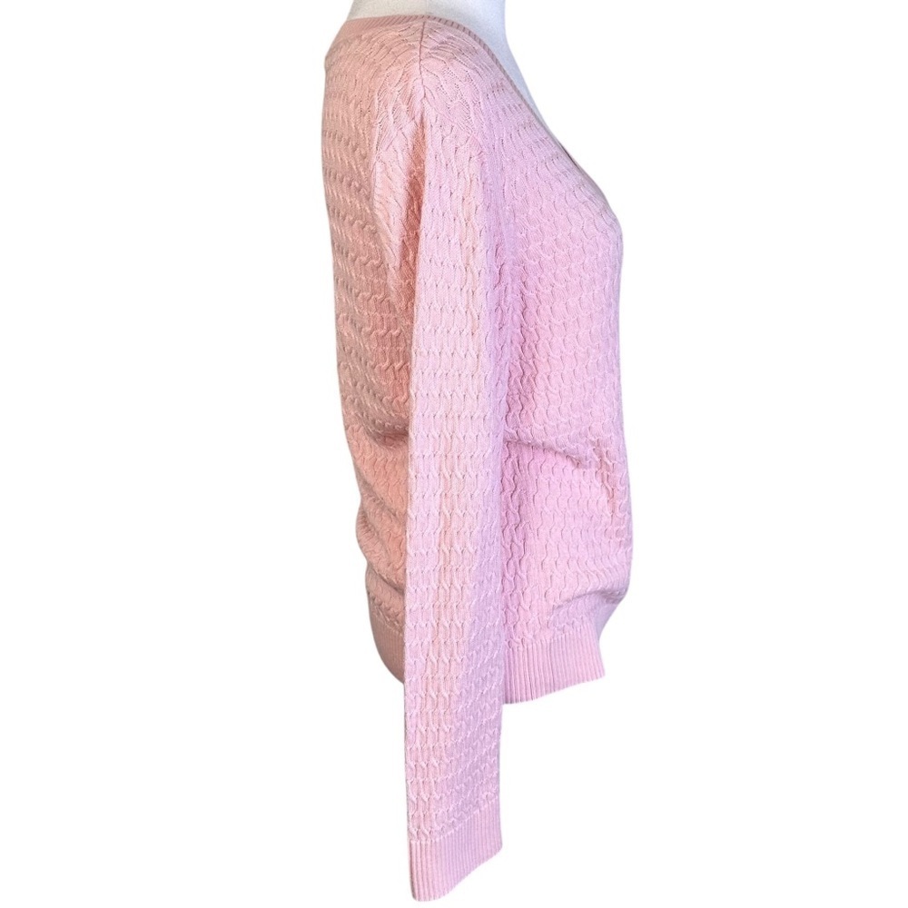 Talbots Pima Cotton Cable Knit V-Neck Sweater Size S - Picture 6 of 10
